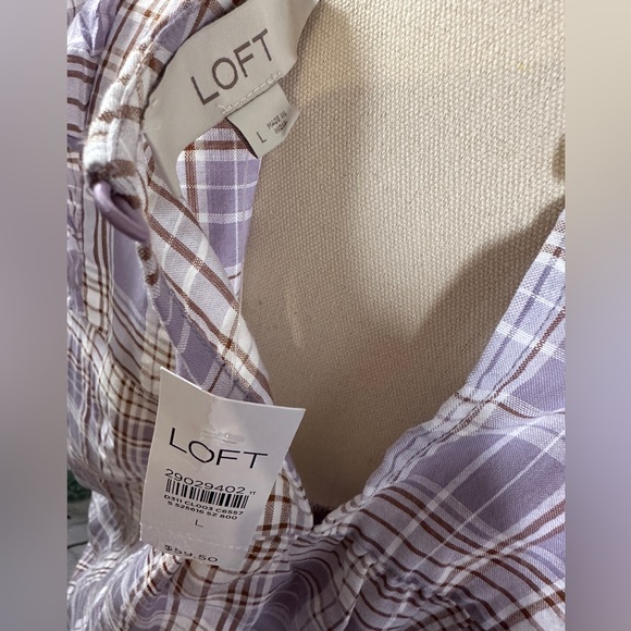 Loft plaid ruffle cropped blouse - Picture 4 of 5